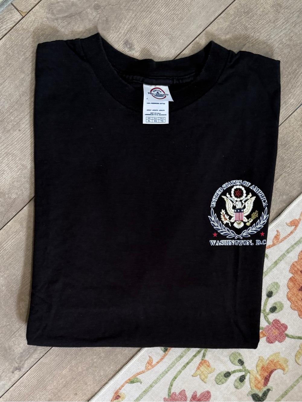 NEW Vintage 90s Men’s United States of America DC Black Embroidered T-Shirt XL